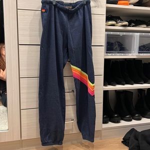 Aviator nation pristine condition sweat pants, women's XL neon and blue